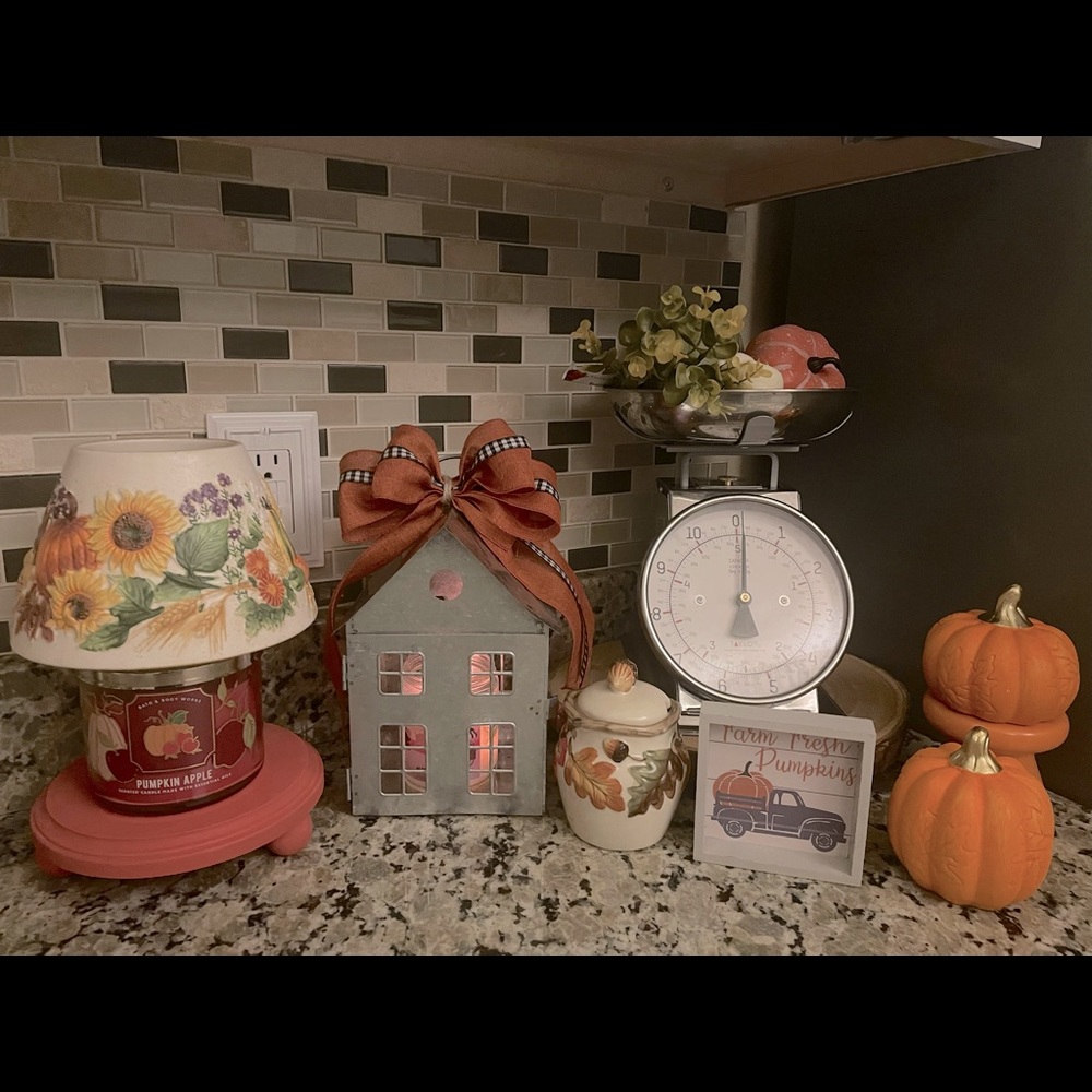 Galvanized Fall House Candle Holder